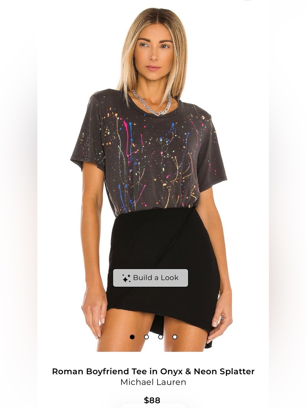 Michael Lauren Roman Onyx & Neon Splatter T, Medium